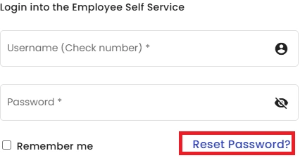 ESS Utumishi portal login interface showing username and password fields with reset password option for account recovery
